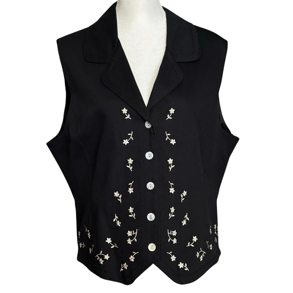 NEW Vintage Dead Stock Talbots Size L Vest Floral Embroidered Button Front - Picture 1 of 5